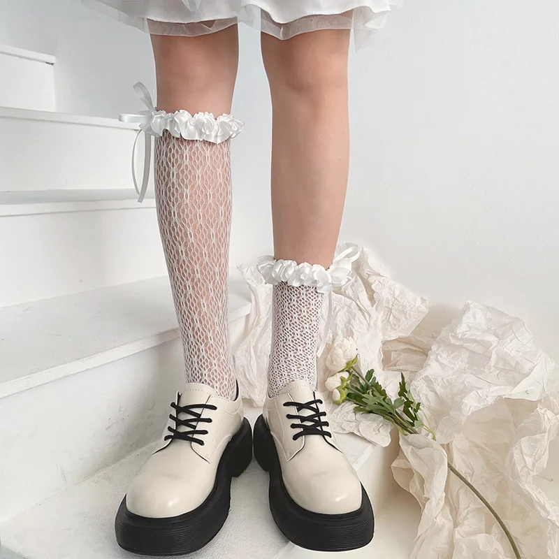 

Women's Thin Lolita Princess Lace Socks Vintage Ladies Girl's Love Heart Jacquard Princess Socks Female