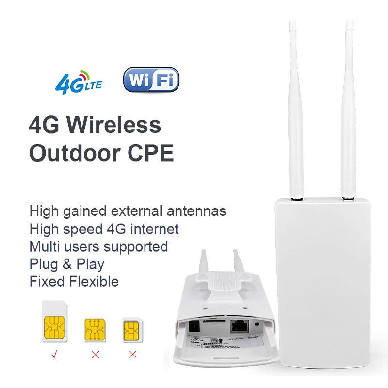 CPE905 Outdoor Waterproof Modem 4G Wifi Router with Sim Card Slot Wireless 300Mbps Network Mobile Hotspot SMA External Antenna