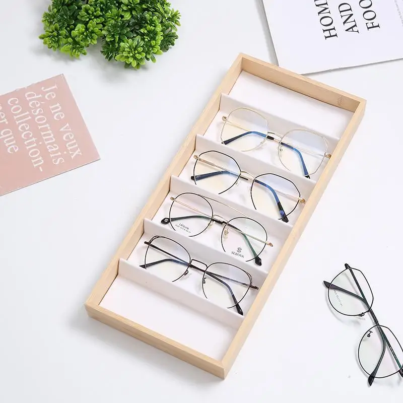 5 6 10 12 Grid Glasses Display Tray Bamboo And Wood Glasses Display Rack Small Object Sunglasses Jewelry Organizer Storage Tray