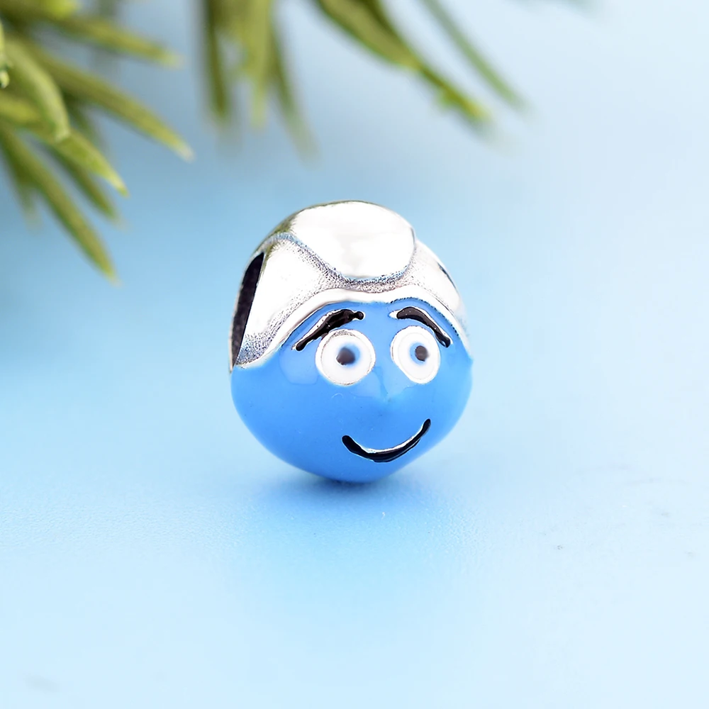 

FC Jewelry Fit Original Pan Charms Bracelet 925 Silver Blue Enamel Face Cartoon Character Bead For Making Women Berloque 2022
