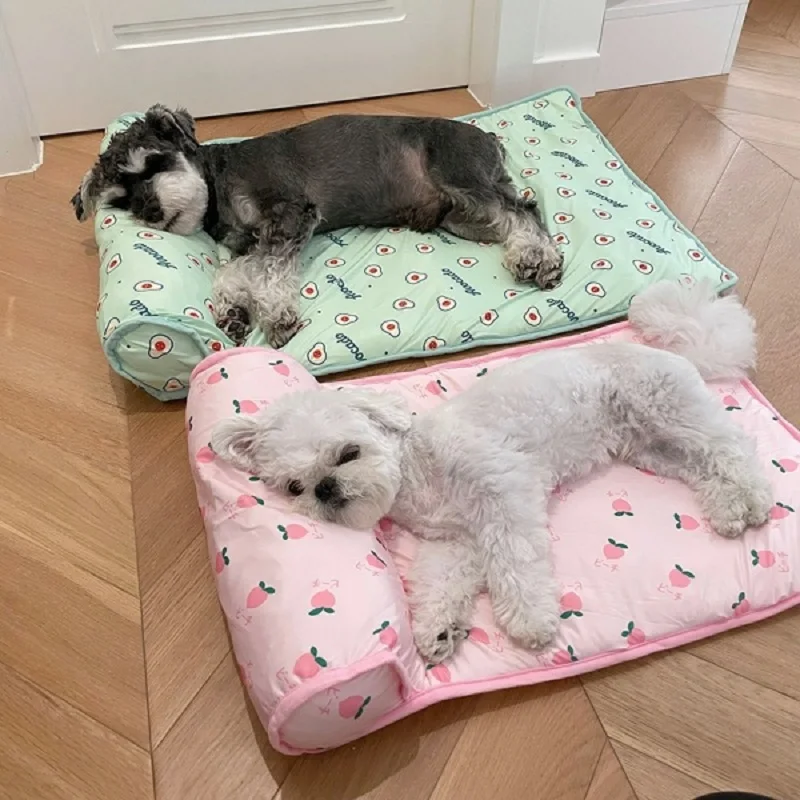 

Pet Mat Dog Cooling Mat Summer Dog Bed Pad Blanket Breathable Ice Pad Sofa for Small Medium Dogs Pet Cooling Mats with Pillow