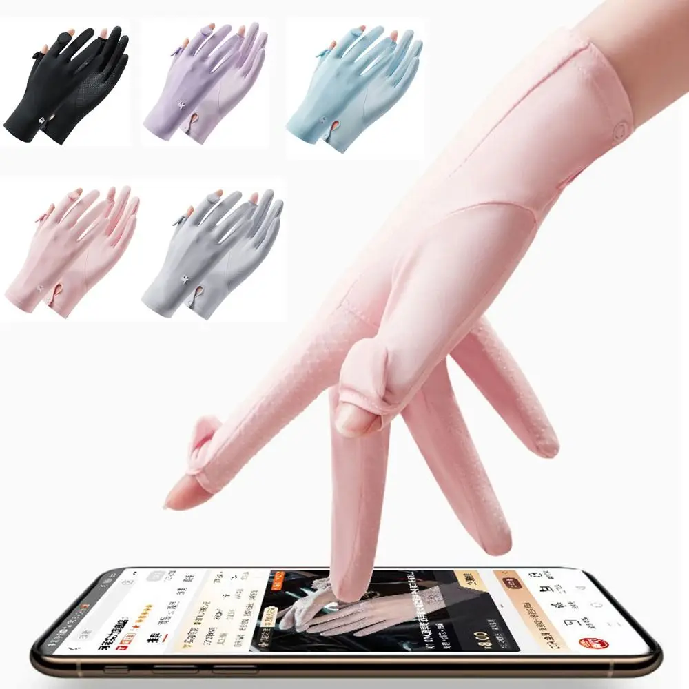 

Модные женские тонкие перчатки из вискозы, дышащие перчатки с защитой от УФ-лучей и возможностью открывания пальцев, велосипедные перчатки для вождения и сенсорных экранов