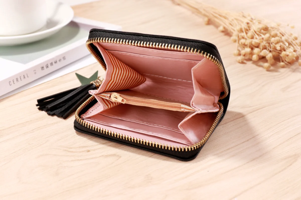 1pcs Love Tassel Women Wallet Ladies Mini Small Short Wallet Cute Girl Zipper Pu Leather Coin Purse Female Hand Wallet Purse