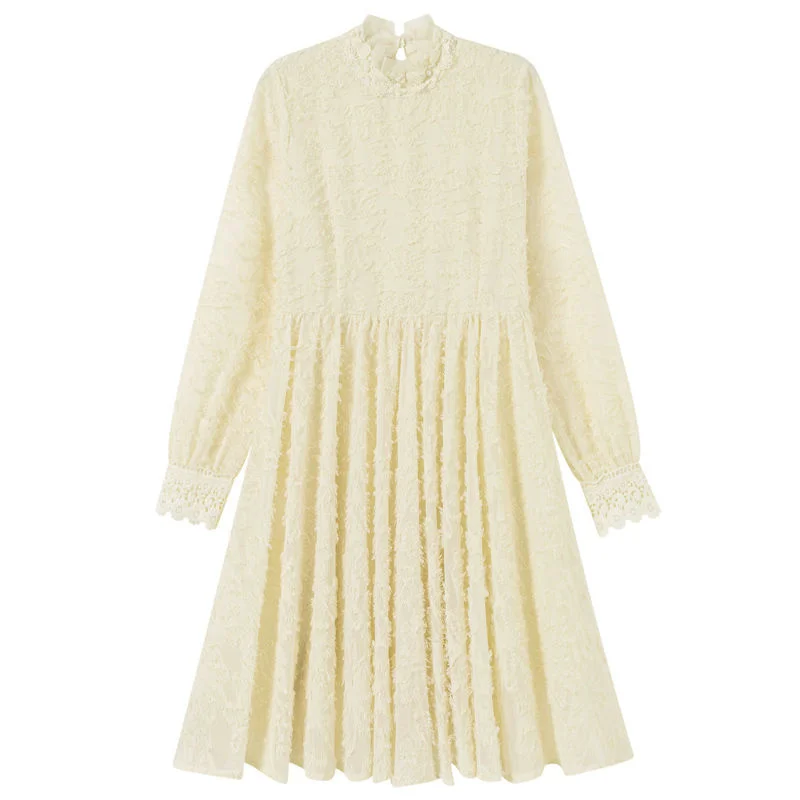 

Кружевные платья с длинным рукавом, женское белое плюшевое платье на осень и зиму, элегантные Повседневные Вечерние модные платья принцесс...