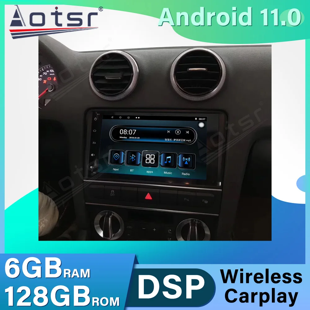 

Car Multimedia Player For Audi A3 2008 2009 2010 2011 2012 GPS Radio 6G+128GB Android 11 Auto Stereo Head Unit Carplay DVD Audio