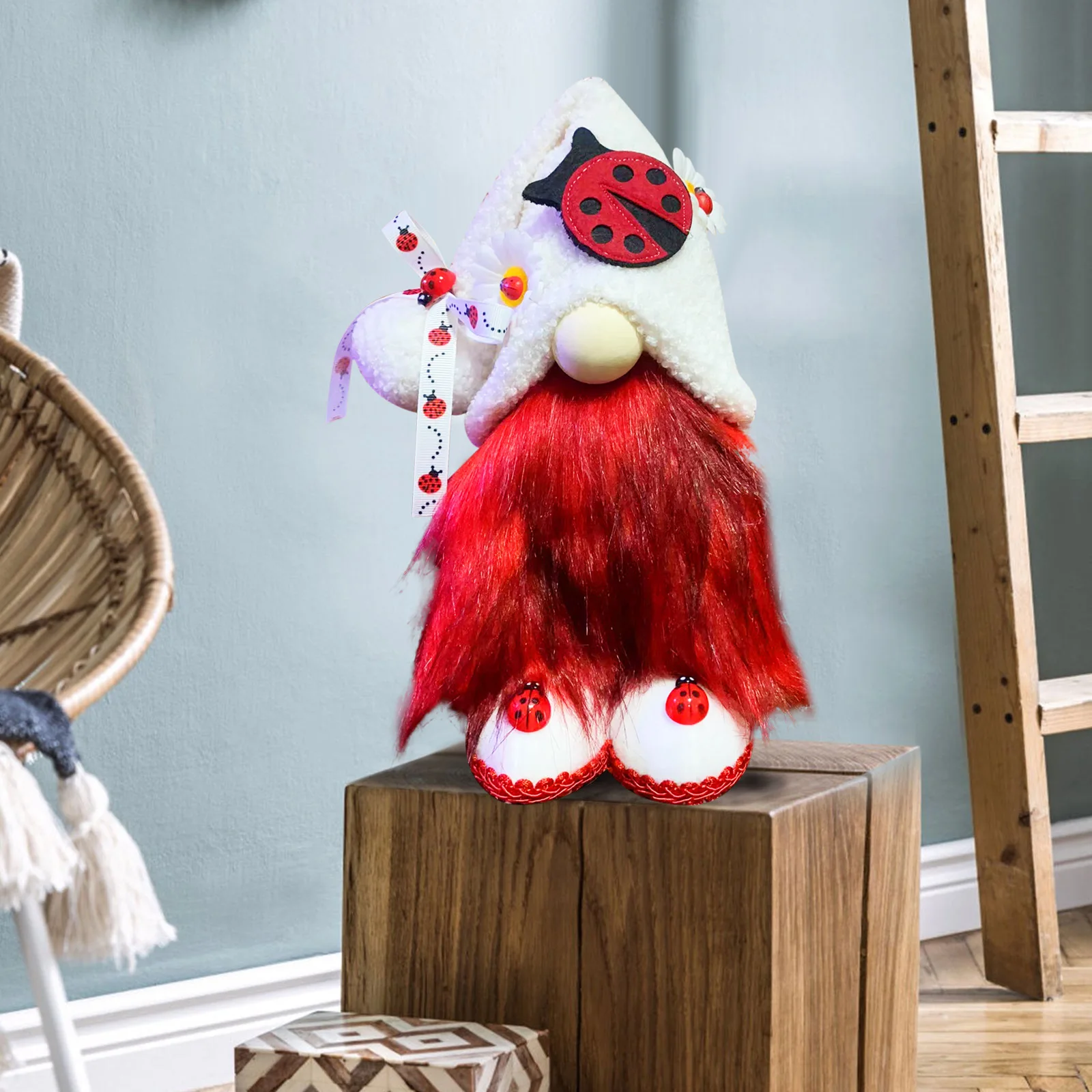 

Christmas Gnomes Decorations Colorful Fluffy Ladybugs Gnome for Desktop Ornament Swedish Gnomes Christmas Gnomes gass