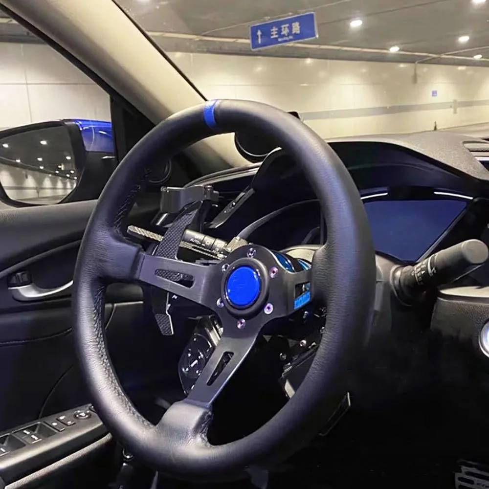 13-дюймовый универсальный кожаный руль большой вогнутый глубокий гоночный