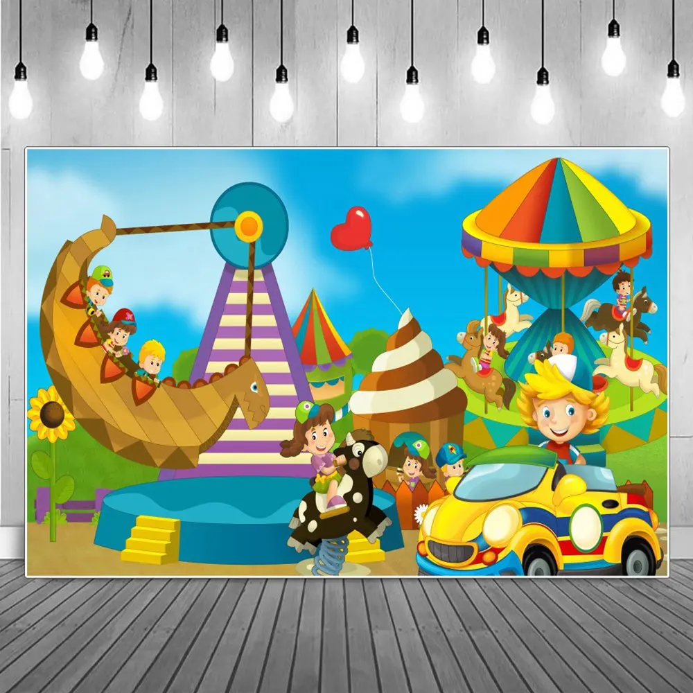 

Baby Shower Playground Birthday Decoration Photography Backdrops Newborn 1st Circus Party Photographic Backgrounds Studio Props