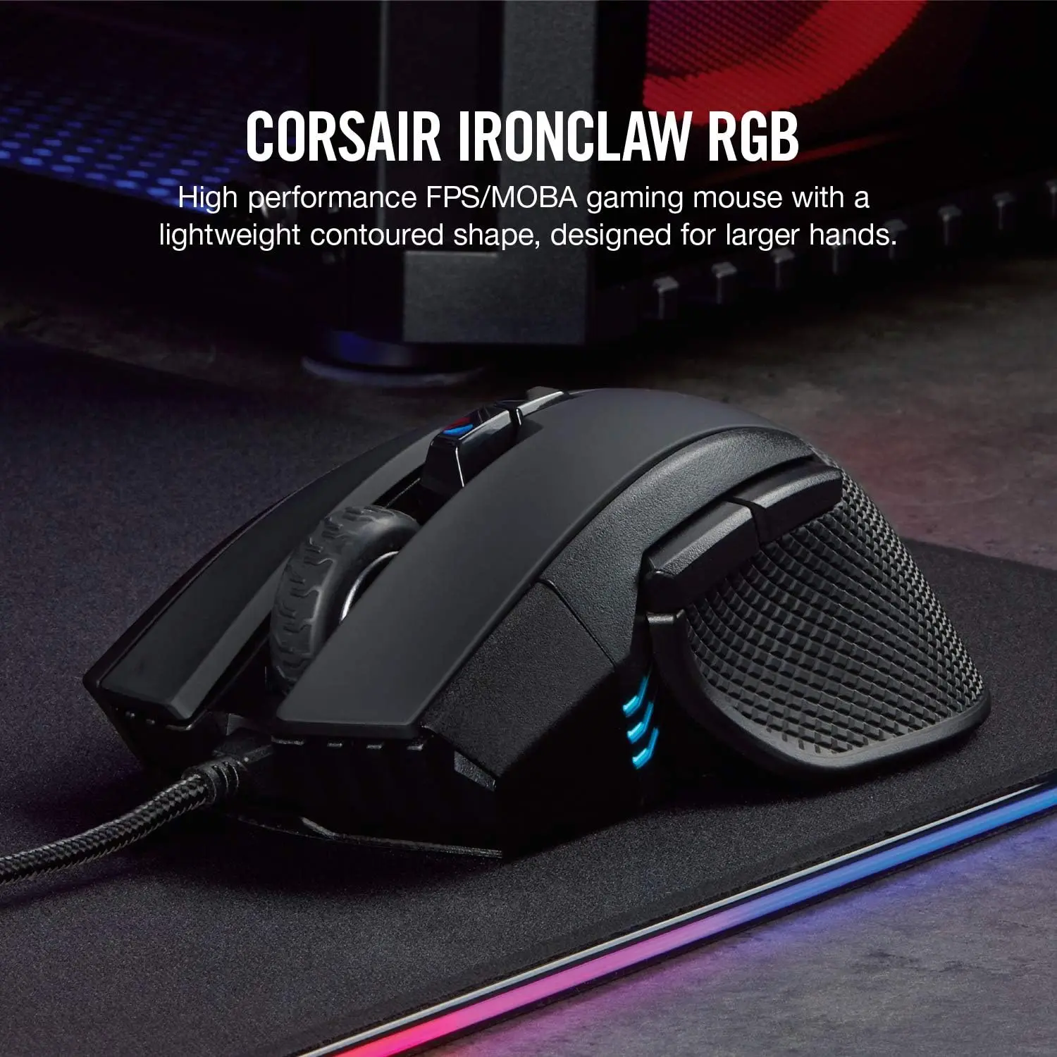 

Игровая мышь Corsair Ironclaw RGB - FPS и MOBA-18,000 DPI оптический датчик-RGB-подсветка, черный цвет