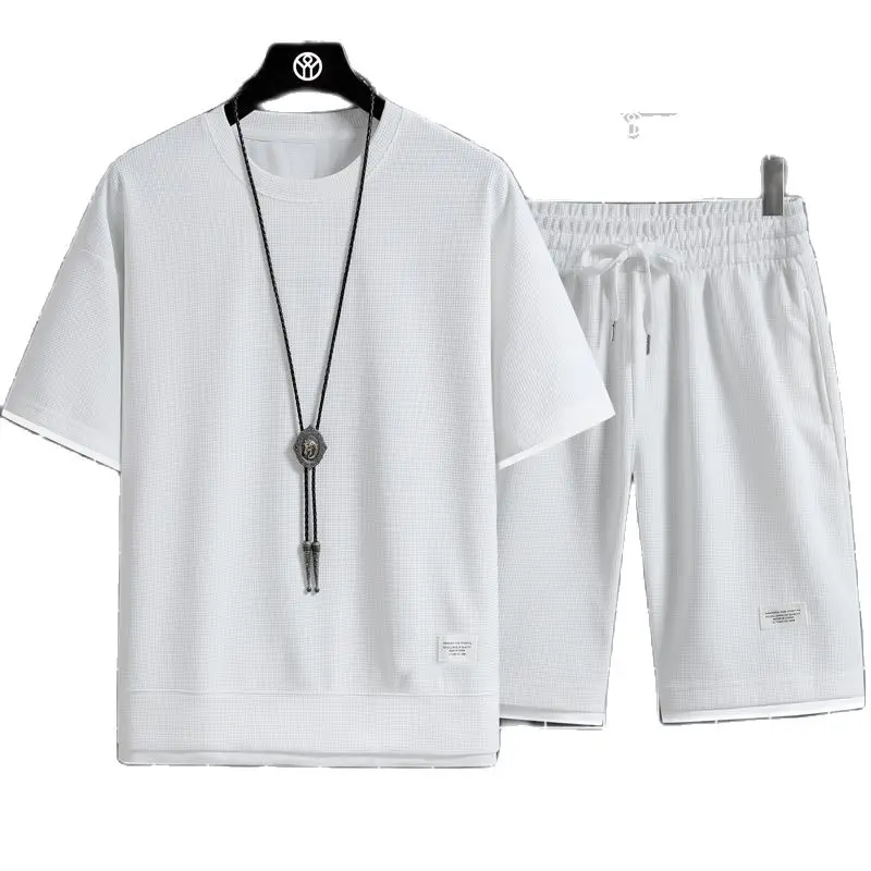 Summer Set Two Piece Linen Men's Casual T-shirt and Shorts Men's Sports Set Fashion Short Sleeve Sports Setpant Sets