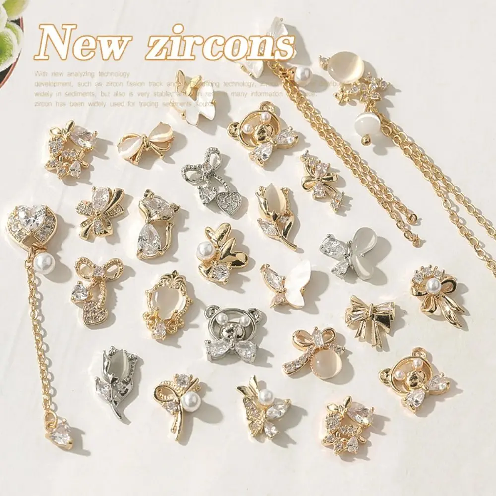

Luxury Zircon Alloy Nail Art Decorations DIY Bowknot Pearl Butterfly Mixed Styles Nail Rhinestones Manicure Jewelry Accessories