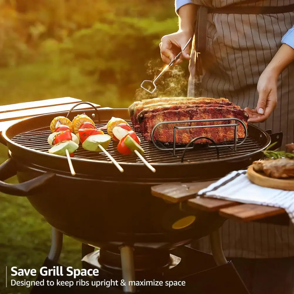 Ребристая стойка для готовки прочная ребристая из нержавеющей стали гриля