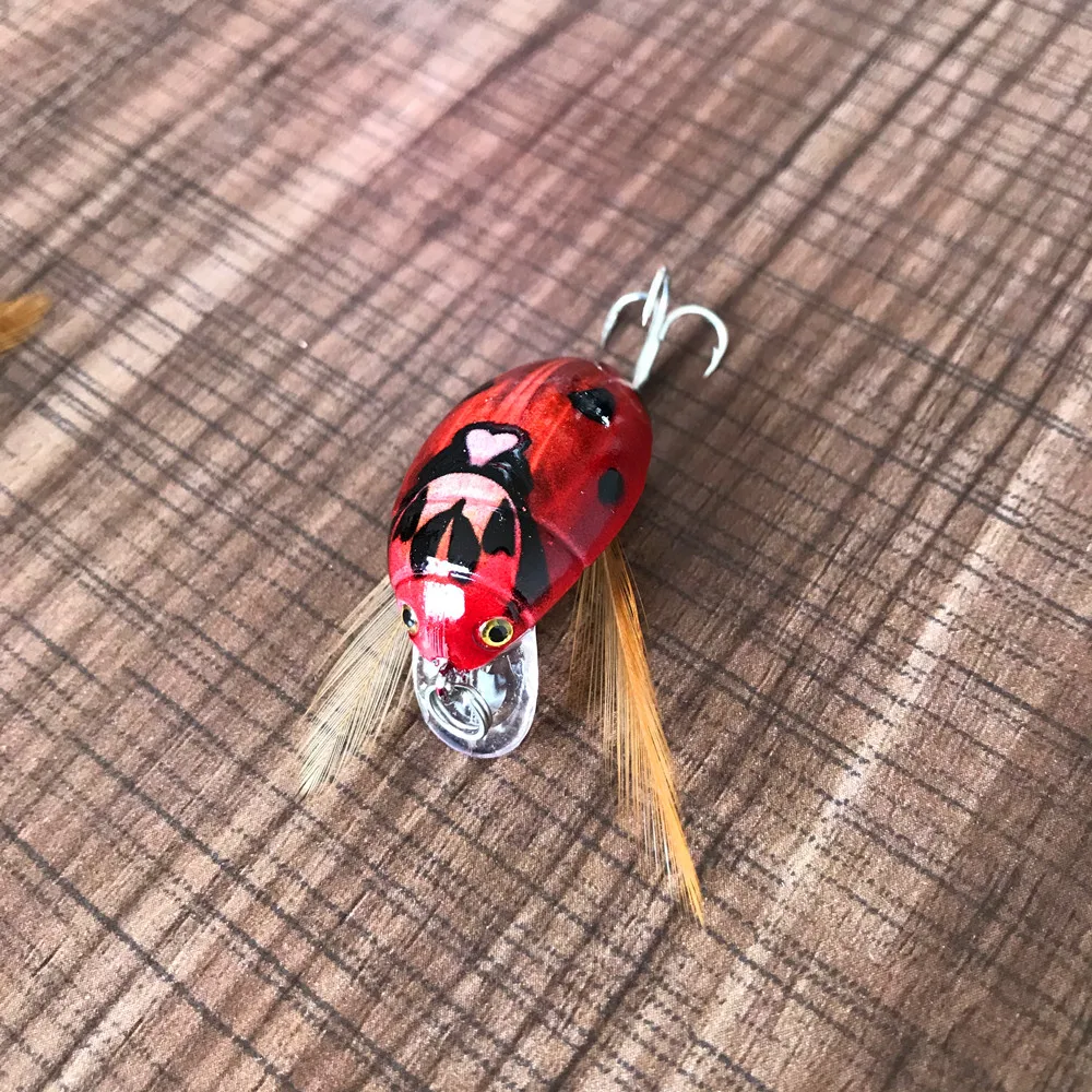 1Pc 3.8cm 4.1g Artificial Ladybug Fishing Bait Cicada Beetle Insect Wobblers Fishing Lures Topwater For Bass Carp Fishing Tackle