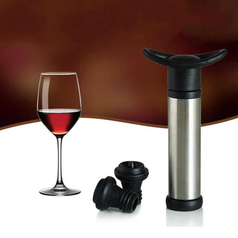 

Wine Stopper With Vacuum Pump Bar Accessories Air lock Aerator Stainless Steel Bottle Stopper Keep Wine Fresh Saver Sealing