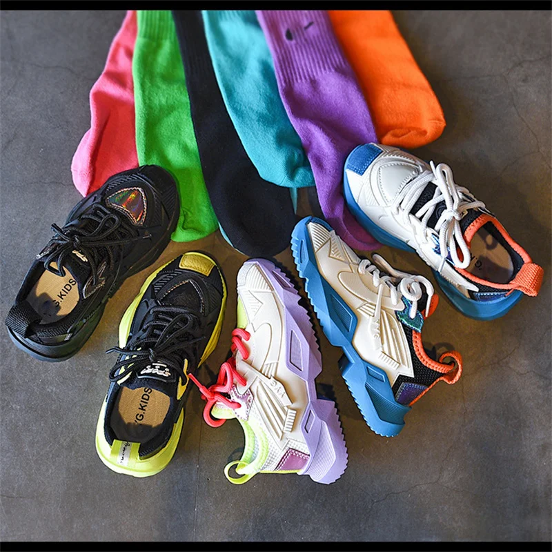 

2022 New Spring Autumn Children's Single Shoes Boys Girls Sports Casual Shoes Fashion Baby Kids Non-slip Old Shoes Size 26-37