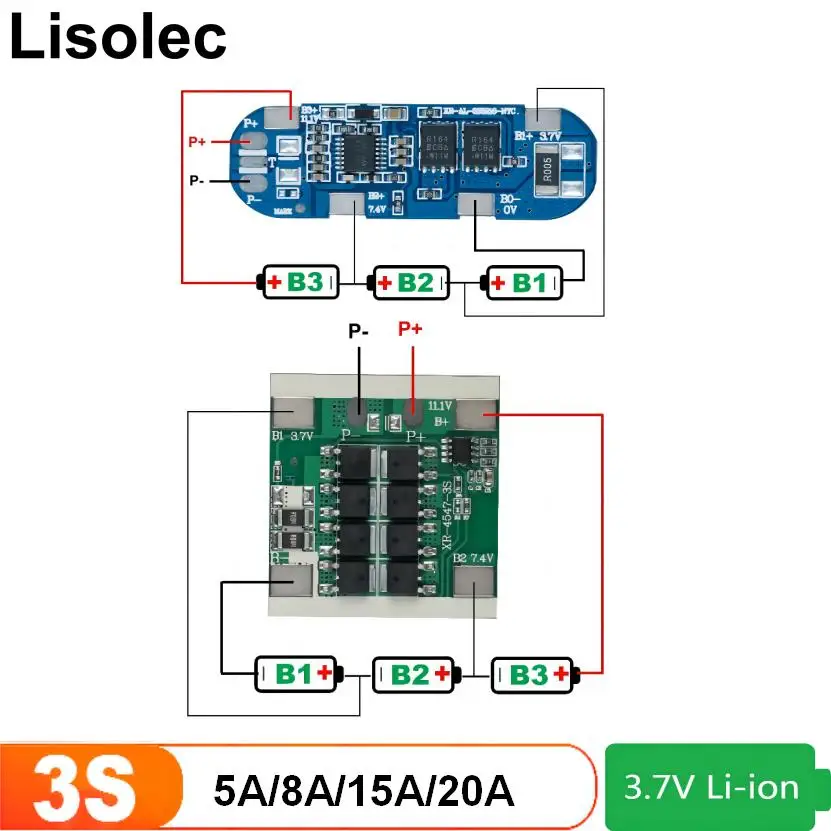 3S BMS 12В 20A 15A 8A 5A 18650 21700 Защитная плата для литий-ионной, литиевой батареи, плата для зарядки, PCB для электроинструментов