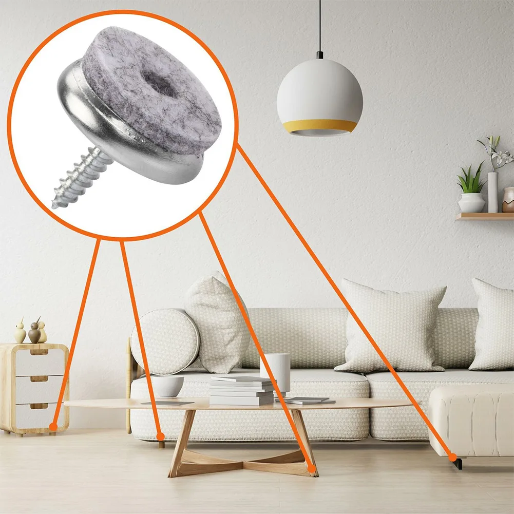 

With Screw Furniture Felt Glide Floor Protection For Home Furniture Furniture Pads Non-Slip 18m 24Pcs/set Durable