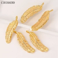 18k real gold plated brass metal neck pendants feather leaves charms diy necklace bracelet jewelry making supplies findings