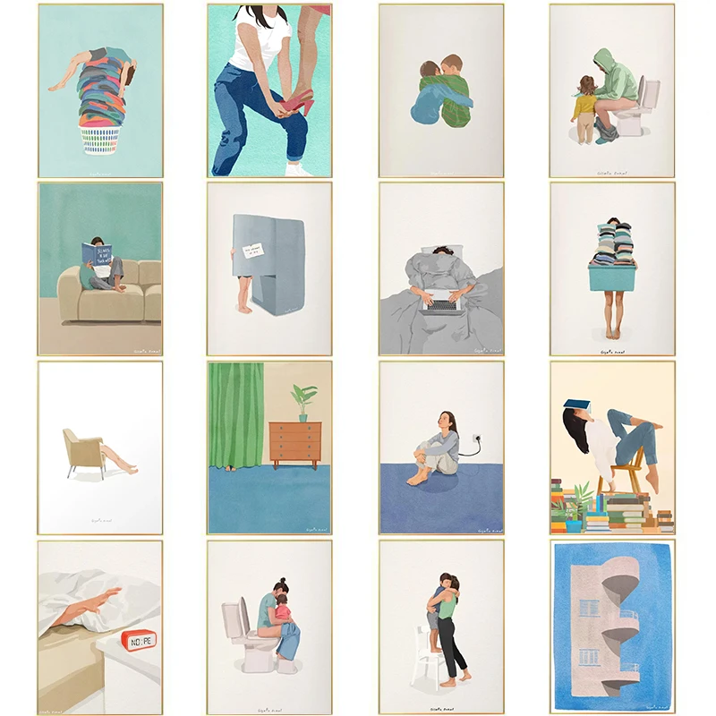 

Постеры на холсте с изображением девушки в стиле ежедневной стирки в скандинавском стиле, смешная абстрактная Настенная картина для современной гостиной, домашний декор