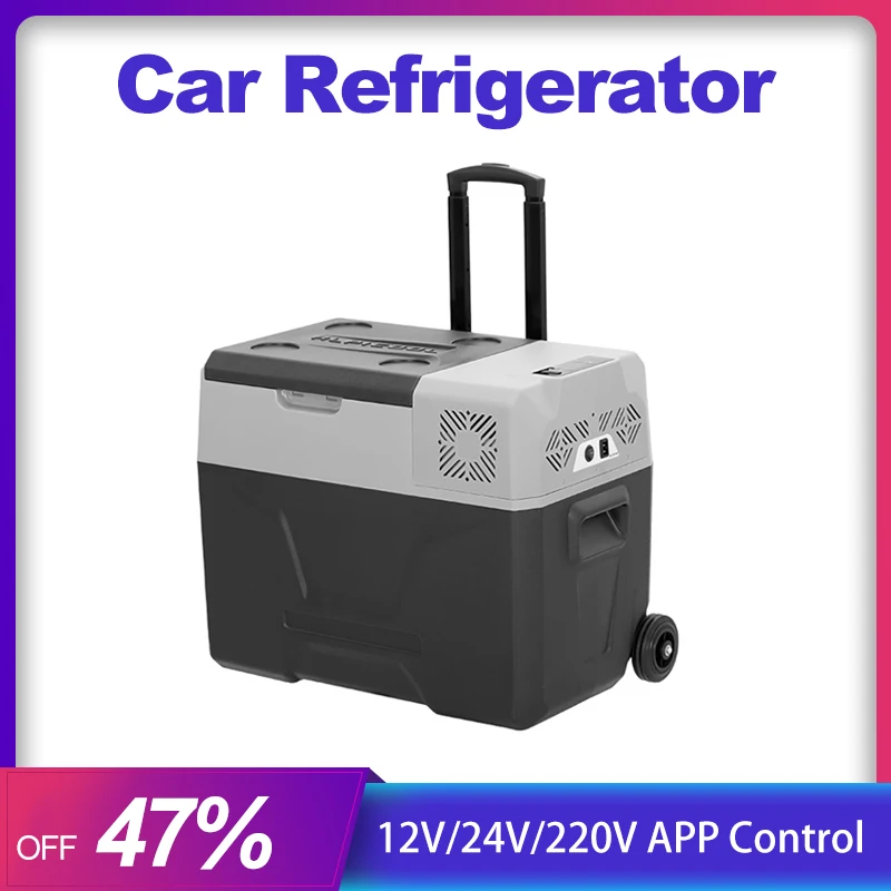 Alpicool 40L Mini Refrigerator 12V/24V Fast Cooling Pull Bar Wheels Refrigerator 220V Freezer Cooler Car Home Outdoor Truck