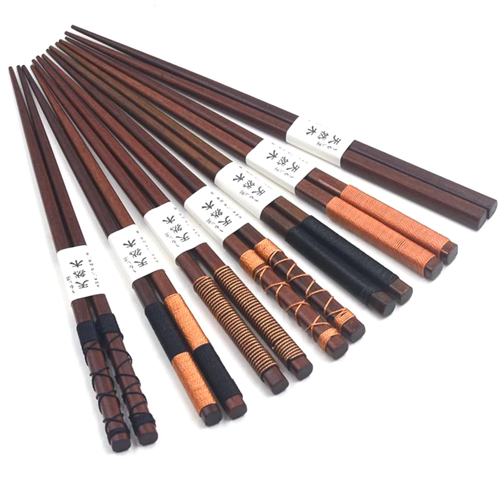 Durable Handmade Natural Chestnut Wood Chopsticks New Fancy Wire Natural Wood Chopsticks Set Value Gift