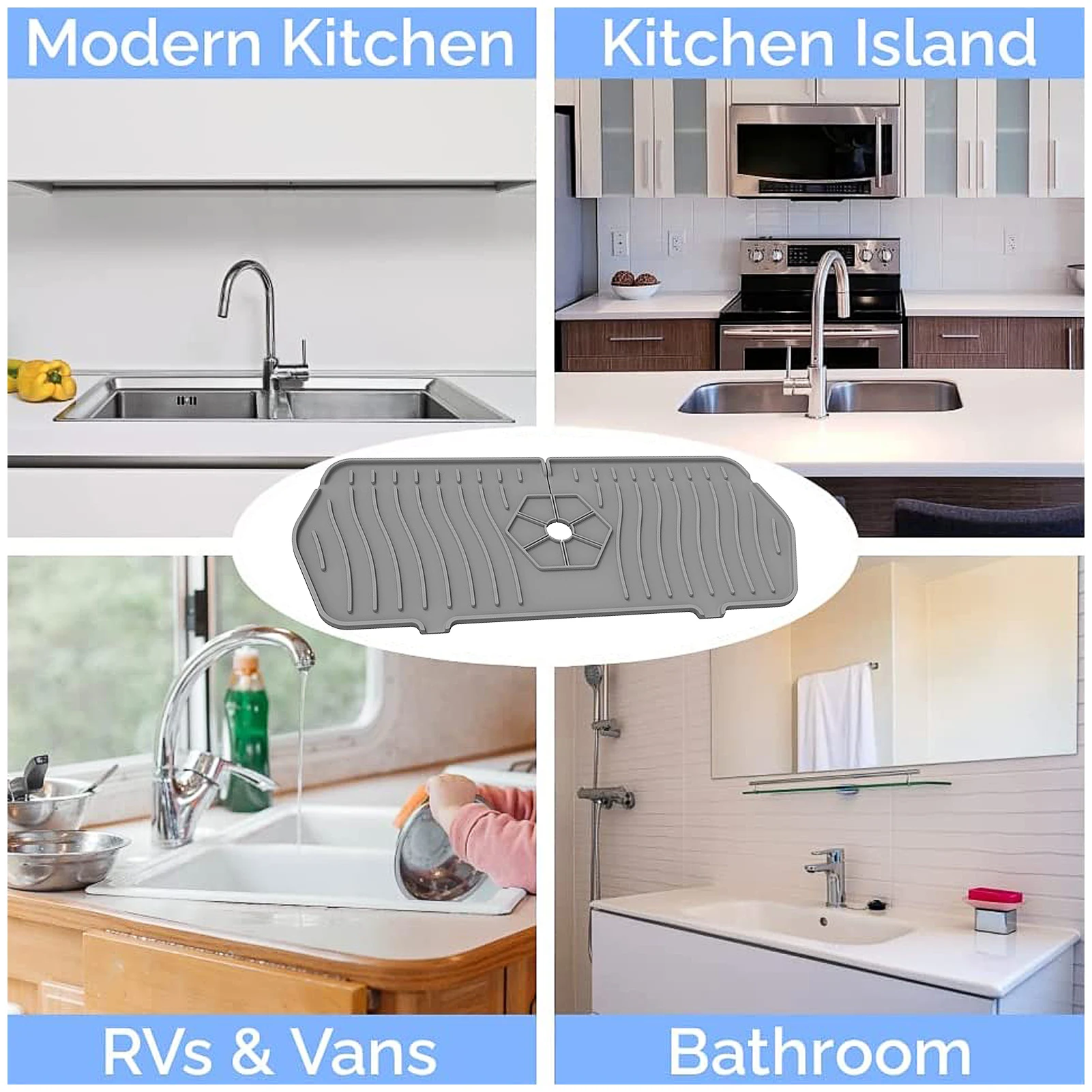 

Silicone Faucet Water Catcher Mat Water Splash Pad Behind Faucet Catcher Kitchen Sink Backsplash Guard For Countertop Easy To