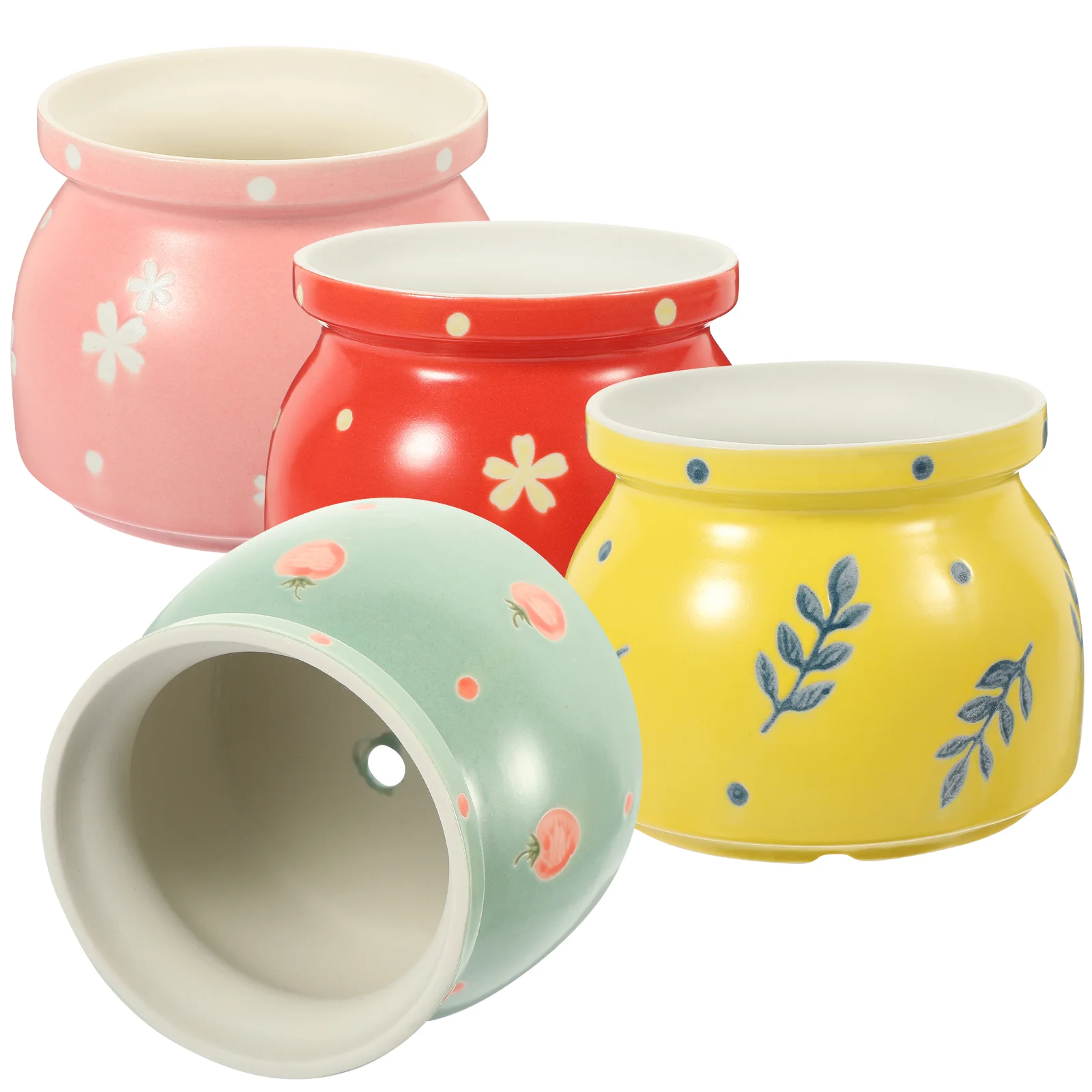 

4 Pcs Ceramic Milk Jug Flower Pot Ceramic Planter Creative Flower Pot Desktop Makeup Brush Holder Ceramics Bonsai Planter Office