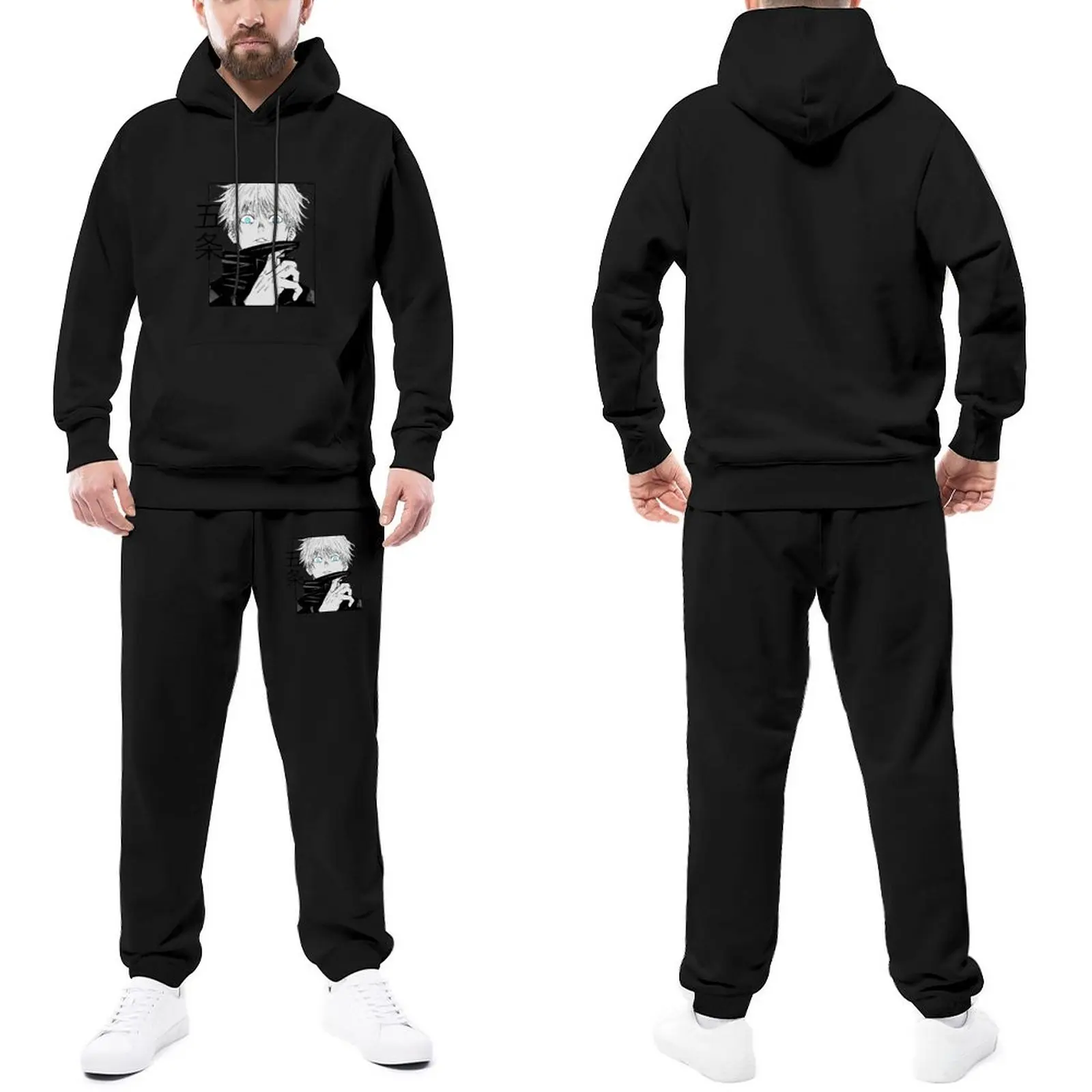 

Tracksuit Set Satoru Gojo Hooded Set Anime Character Hooded Set Oversize Casual Jogger Sportswear Retro Hoody Sweatpant Set