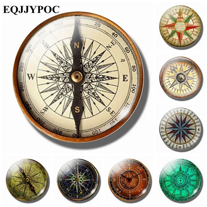 

Steampunk Compass Fridge Stickers Decoration Kitchen Glass Cabochon Note Holder Home Decor Fridge Magnet Souvenirs Gift