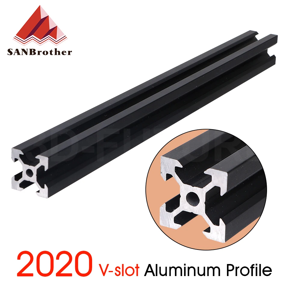 

1PC BLACK 2020 V-slot European Standard Anodized Aluminum Profile Extrusion Linear Rail for CNC 3D Printer