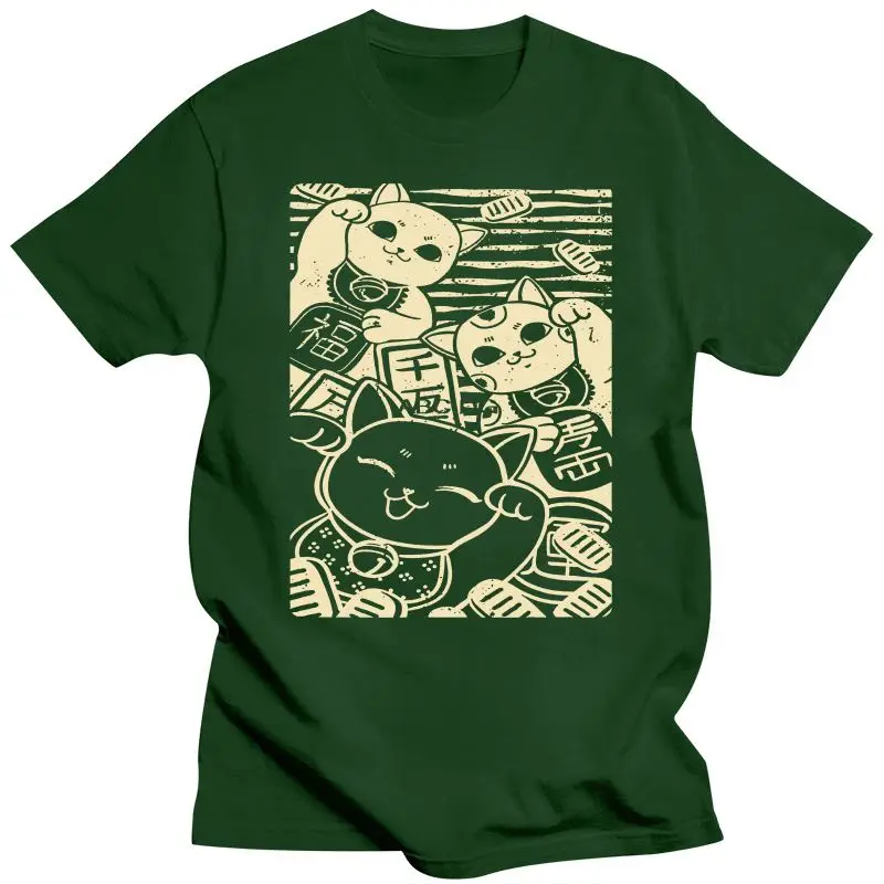 Новая Дизайнерская футболка с кошками на удачу в японском стиле |