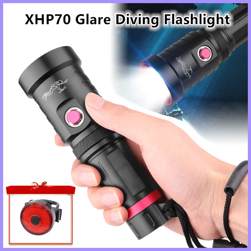 

Фонарик XHP70, мощный фонарь для подводной съемки, с фиксированным фокусом, для профессионального дайвинга, яркий уличный