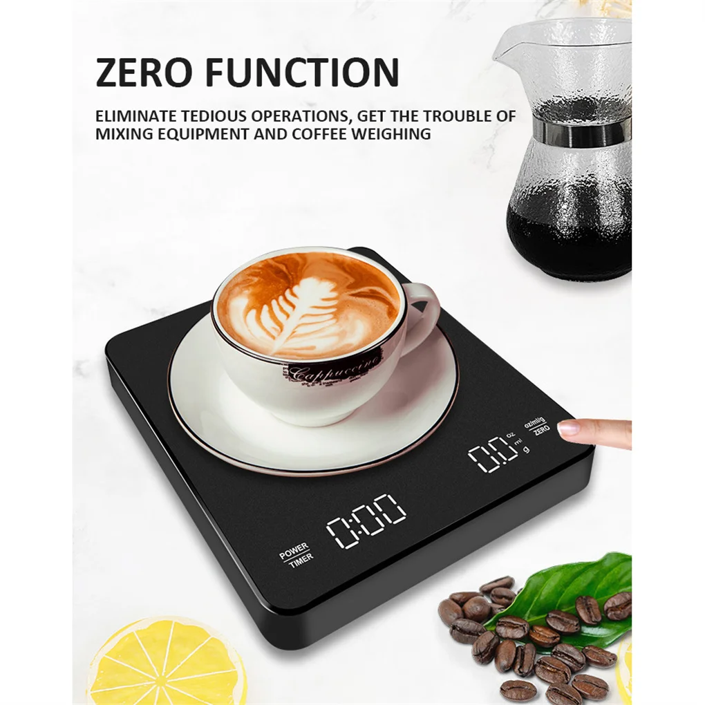 

3kg / 0.1g Electronic Scale LED Screen Charging Coffee Scale Timing Hand Brewing Coffee Household Kitchen Scale Tools