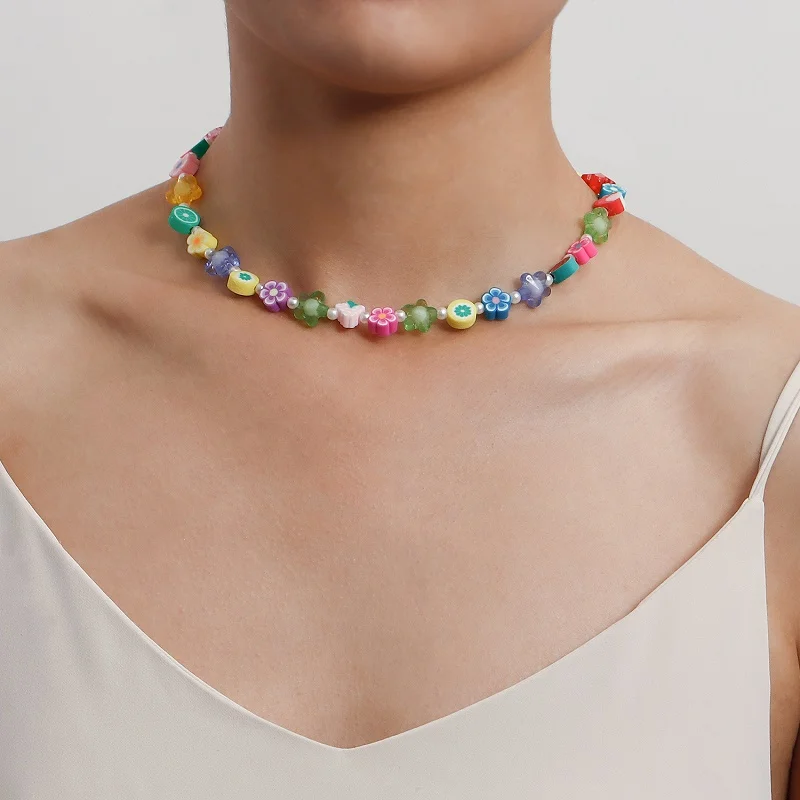 

Ожерелье женское с цветами и фруктами, из мягкого сплава