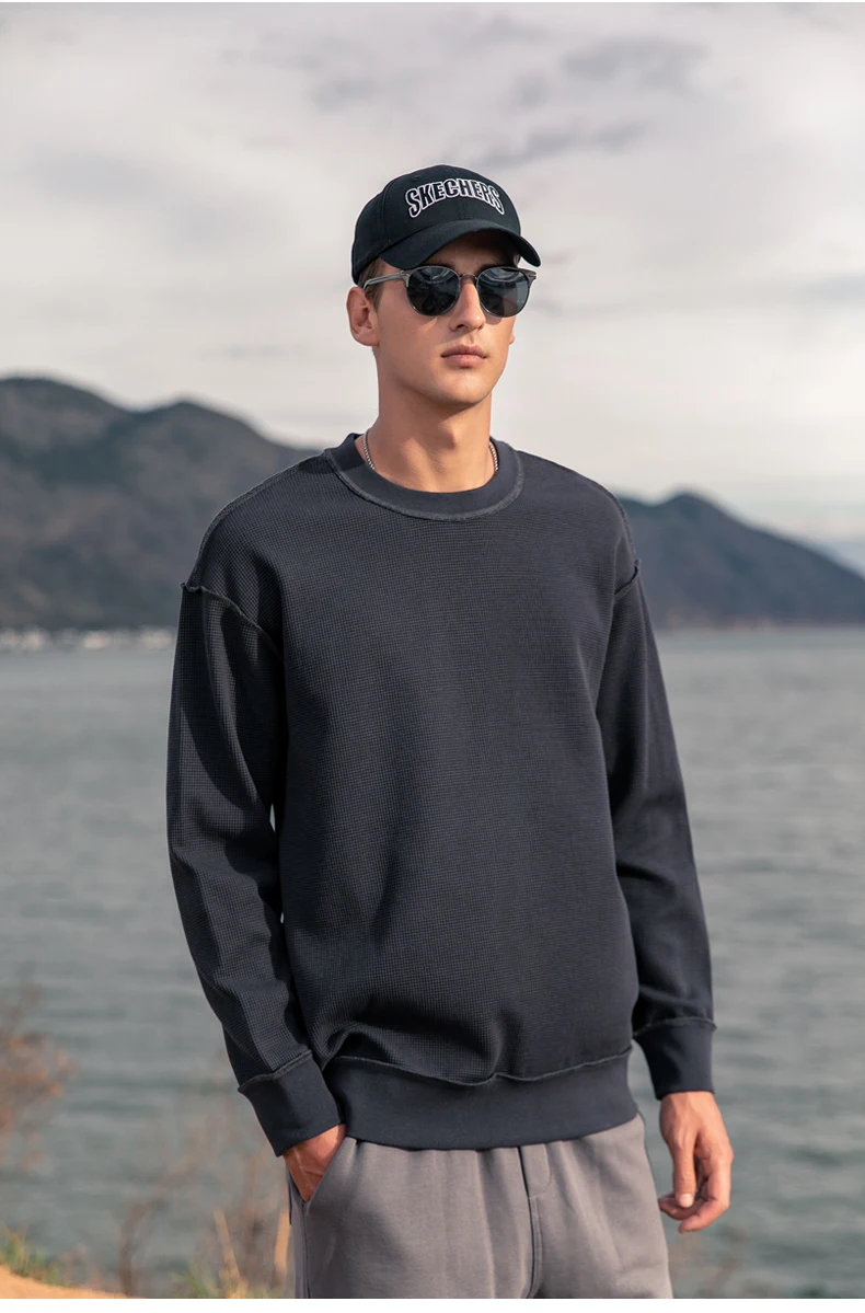 

Y1753 casual round neck hoodless jacket autumn knitted Sweatshirts men