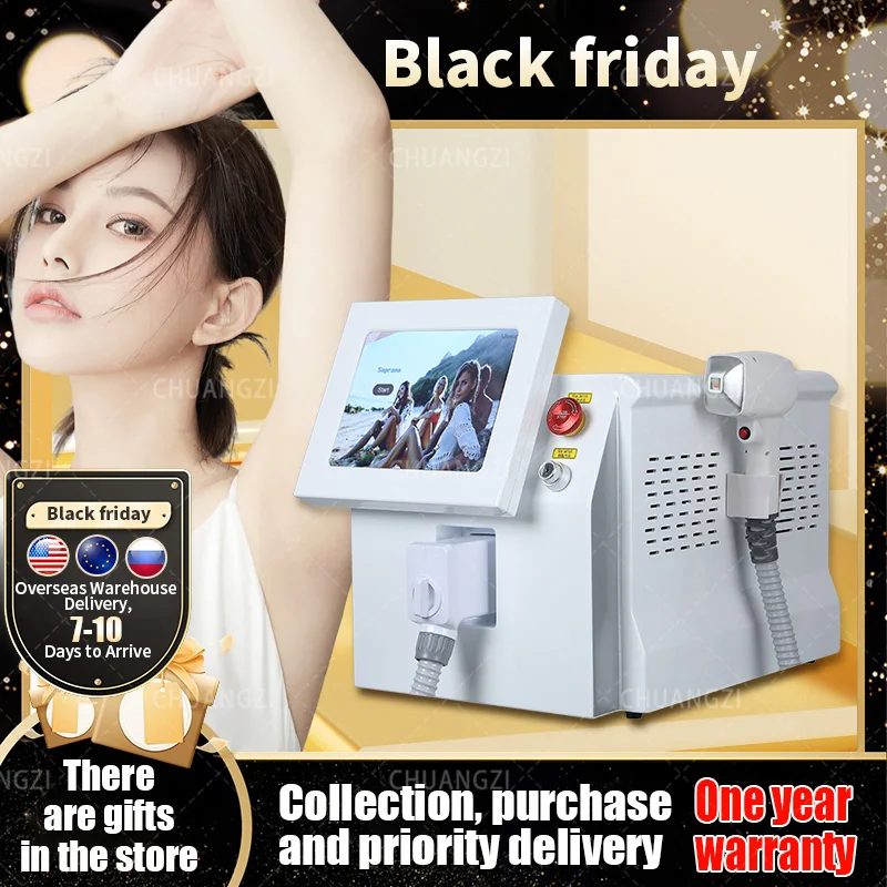 Портативный диодный лазерный аппарат для удаления волос 2000 Вт 3 длины волны 755 нм