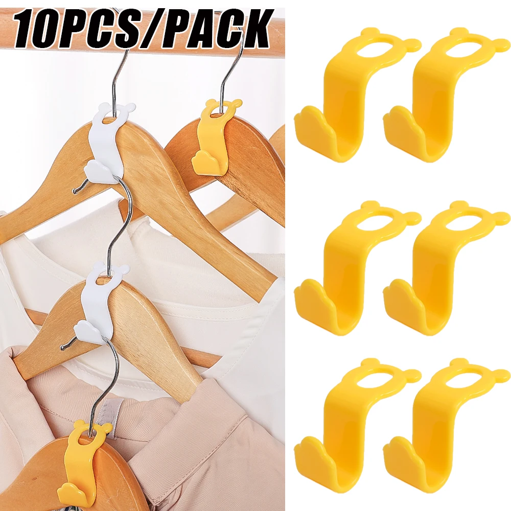 

10Pcs Mini Clothes Hanger Connector Hooks For Space Saving Multi-purpose Cascading Plastic Wardrobe Coat Organizer Rack Holder