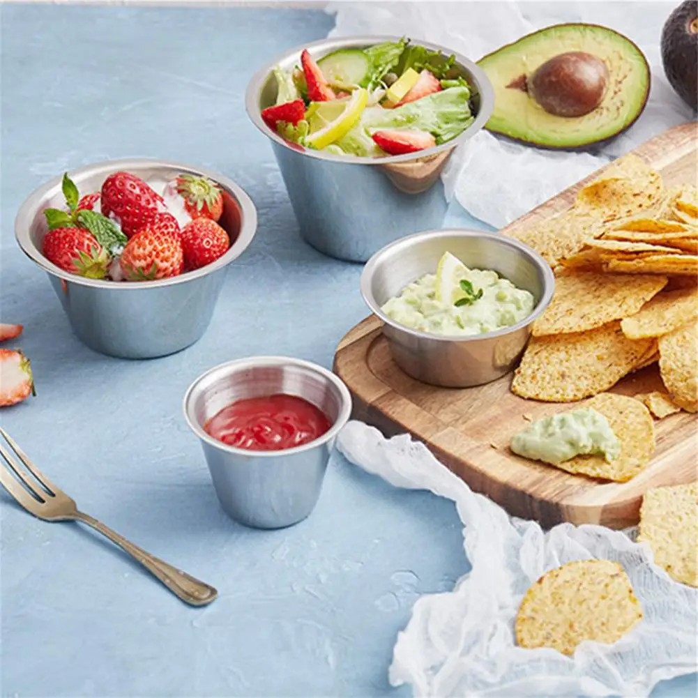 

Stainless Steel Sauce Cup Seasoning Dish Saucer Appetizer Plates Sauce Container for Restaurant Dropshipping