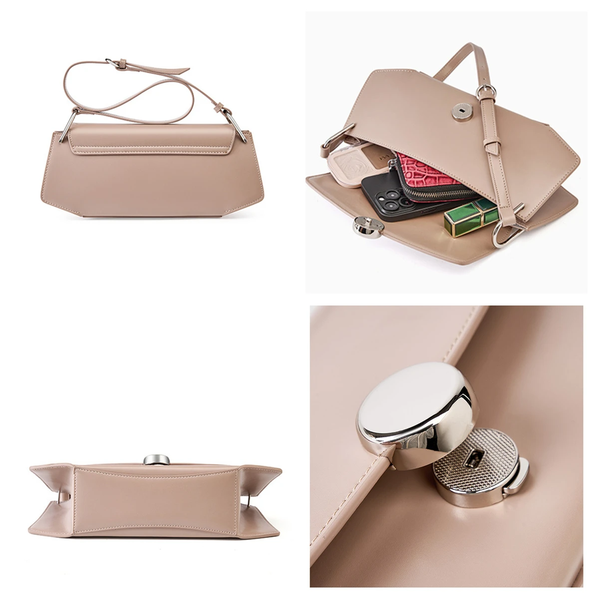 Luxury Designer Genuine Cowhide Leather Shoulder Bag for Women Vintage Ladies Armpit Bag High Quality Ol Commuting Underarm Bag