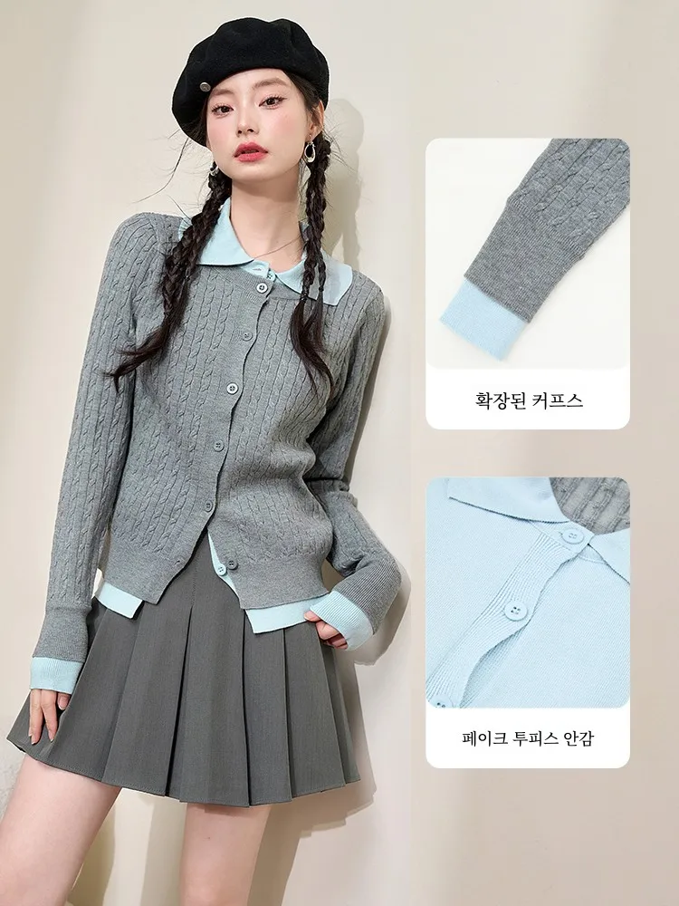 Короткая серая вязаная верхняя одежда в стиле вестерн Sle женская зимняя новинка