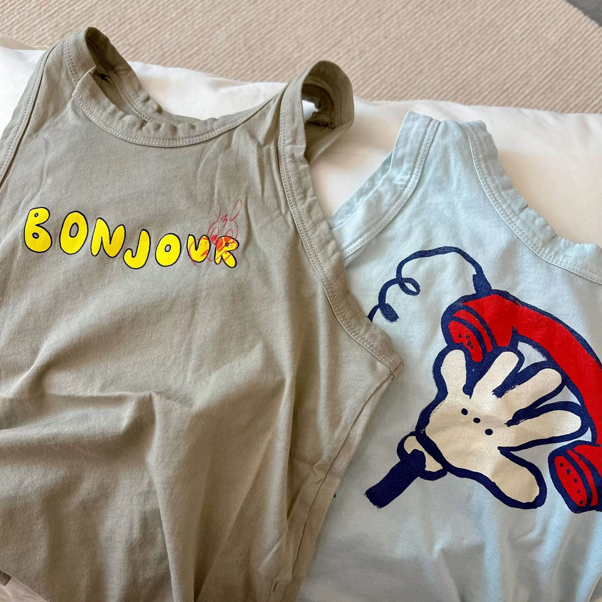2022 Summer New Children Sleeveless T Shirts Boys Cartoon Vest Fashion Print Kids Vest Cute Baby Tops Soft Cotton Child Tee