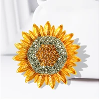 fashion simple zircon sunflower brooch men and women holiday gift retro flower corsage lapel pin jewelry accessories wholesale