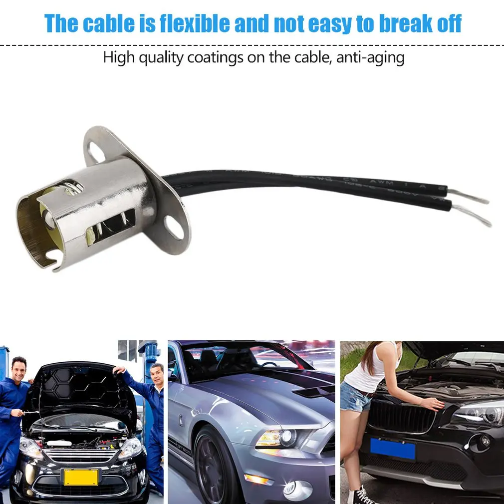 

1157 BAY15D LED Light Bulb Socket Holder With Wire Connector Car Lamp Base for Car Truck Durable Light Weight Easy To Use