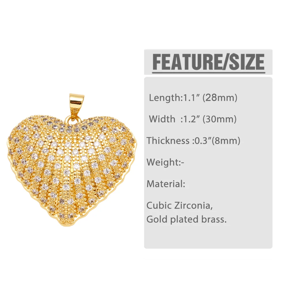 OCESRIO Модная белая подвеска в форме сердца с кристаллами для ожерелий медное