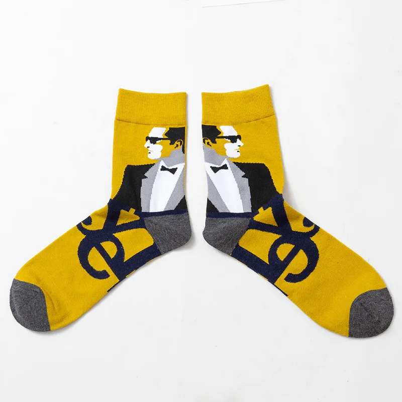 New design pure cotton socks men's business socks spring and autumn breathable high-quality happy color men's gift socks