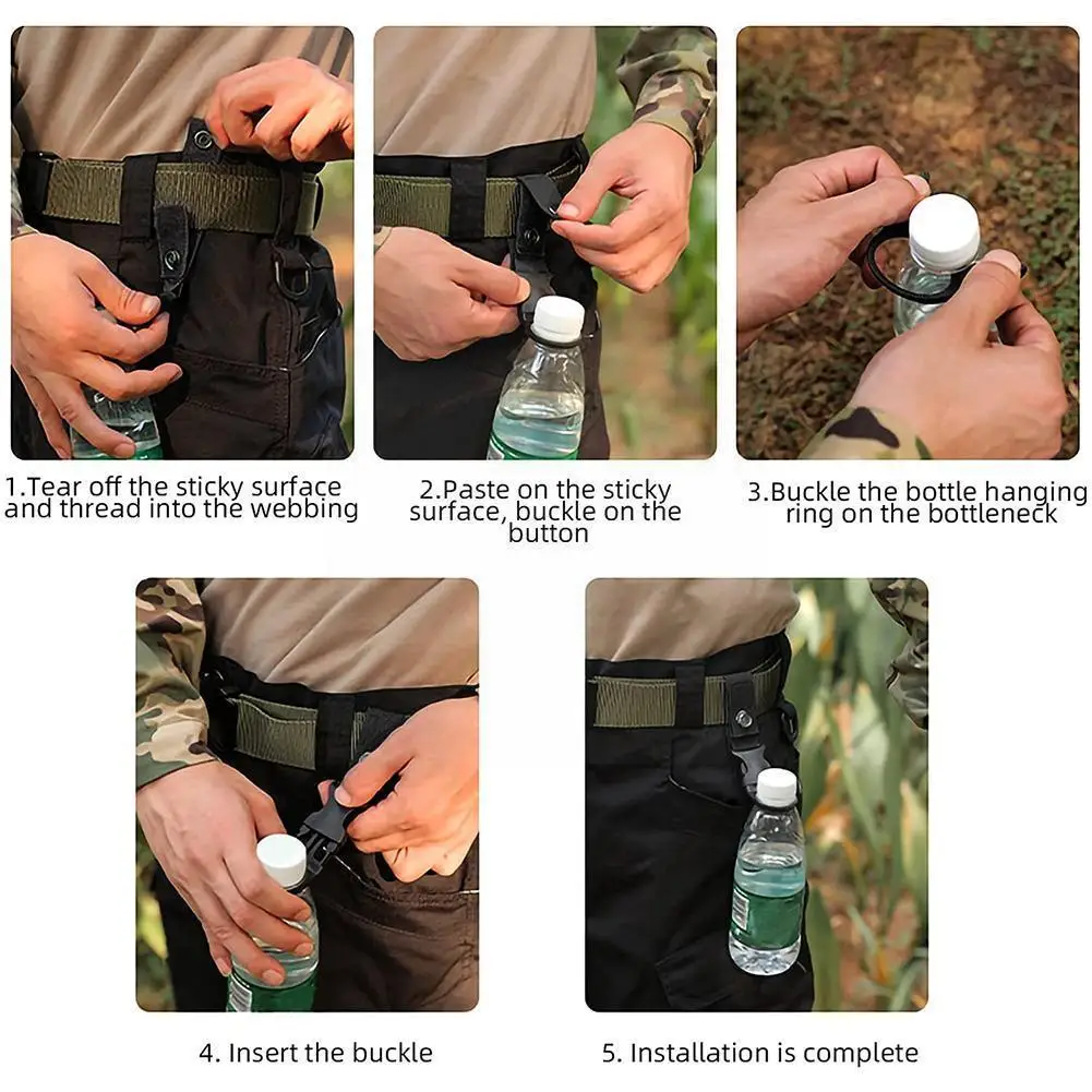 

1pcs Water Bottle Holder Clip Multifunction Water Bottle Color Buckle Nylon Belt Webbing Backpack Hooks Random Carabiner D3r0