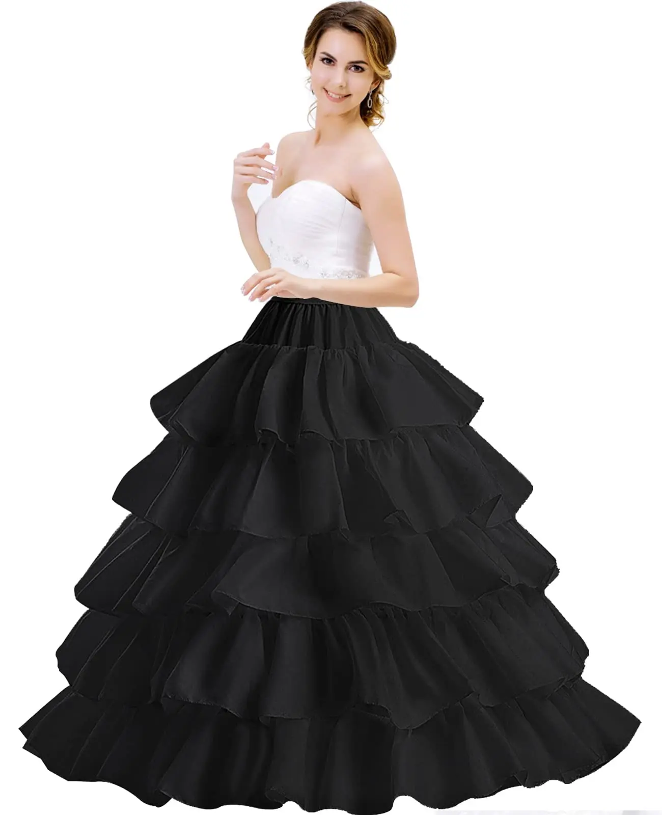 

Petticoats for Women 4 Hoop Crinoline Petticoat for Wedding Dress 5 Ruffles Layers Ball Gown Half Slips Underskirt 2023