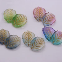 1723mm 15pcs colored glaze lacquer artificial gold leaves high quality curved strawberry leaves diy antique hairpin