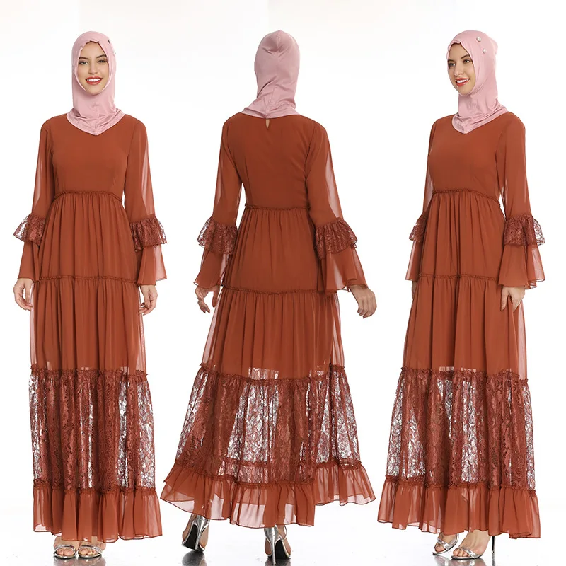 Халат Iduo, новое мусульманское платье, Средний Восток, женское платье с кружевной строчкой, длинное платье, мусульманское женское платье, abaya ...