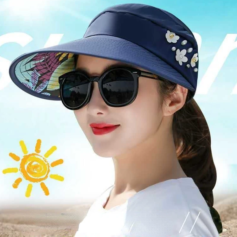 

Outdoor Sun Hat Women's Foldable Sun Protection Large Brim,Cool Hat Cycling Empty Top Versatile UV Protection